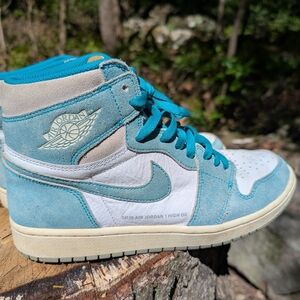 Nike Air Jordan High OG Teal and White Sneakers